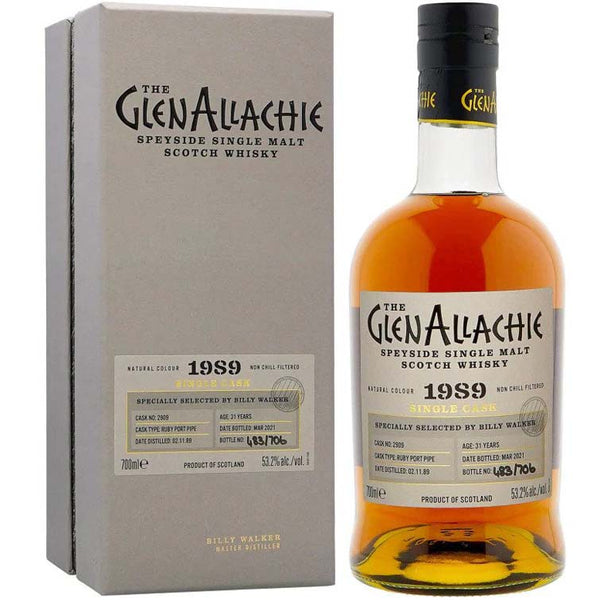 The GlenAllachie 1989 Ruby Port Pipe Single Cask #2909 Cask Strength Single Malt Scotch Whisky (700ml/ 53.2%)